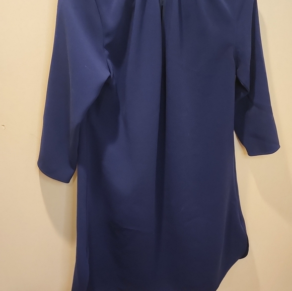 JILL LINDSEY Logan Navy Blue Quarter Sleeves Relaxed Fit Mock Neck Mini… - Picture 8 of 15